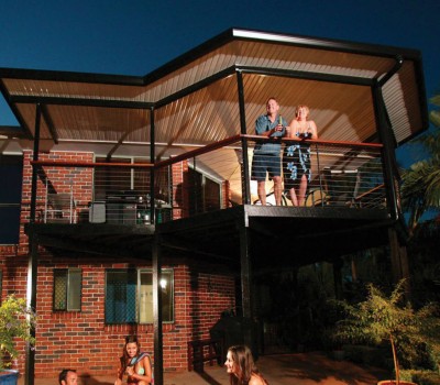 Flat roof patio over second storey balcony